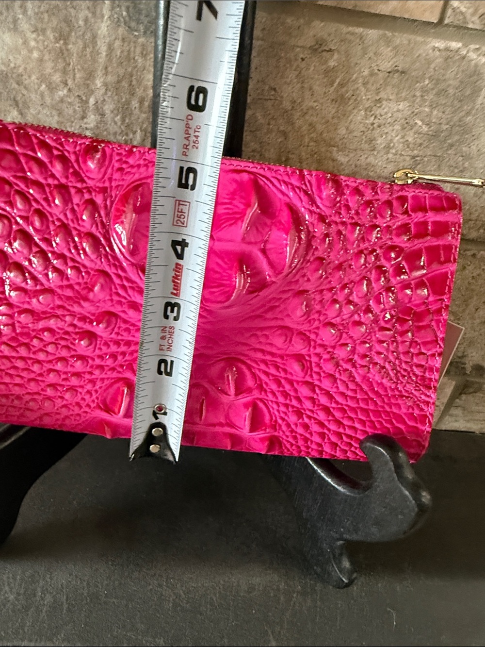 Brahmin Daisy Fuchsia “Affection” Croc-Embossed Leather Wristlet - Picture 4 of 6